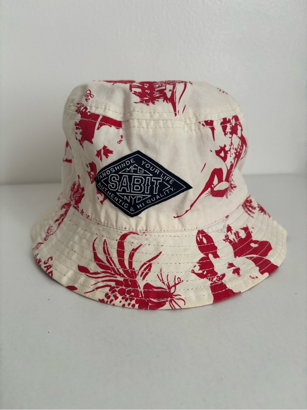 Reversible Red White Summer Bucket Hat